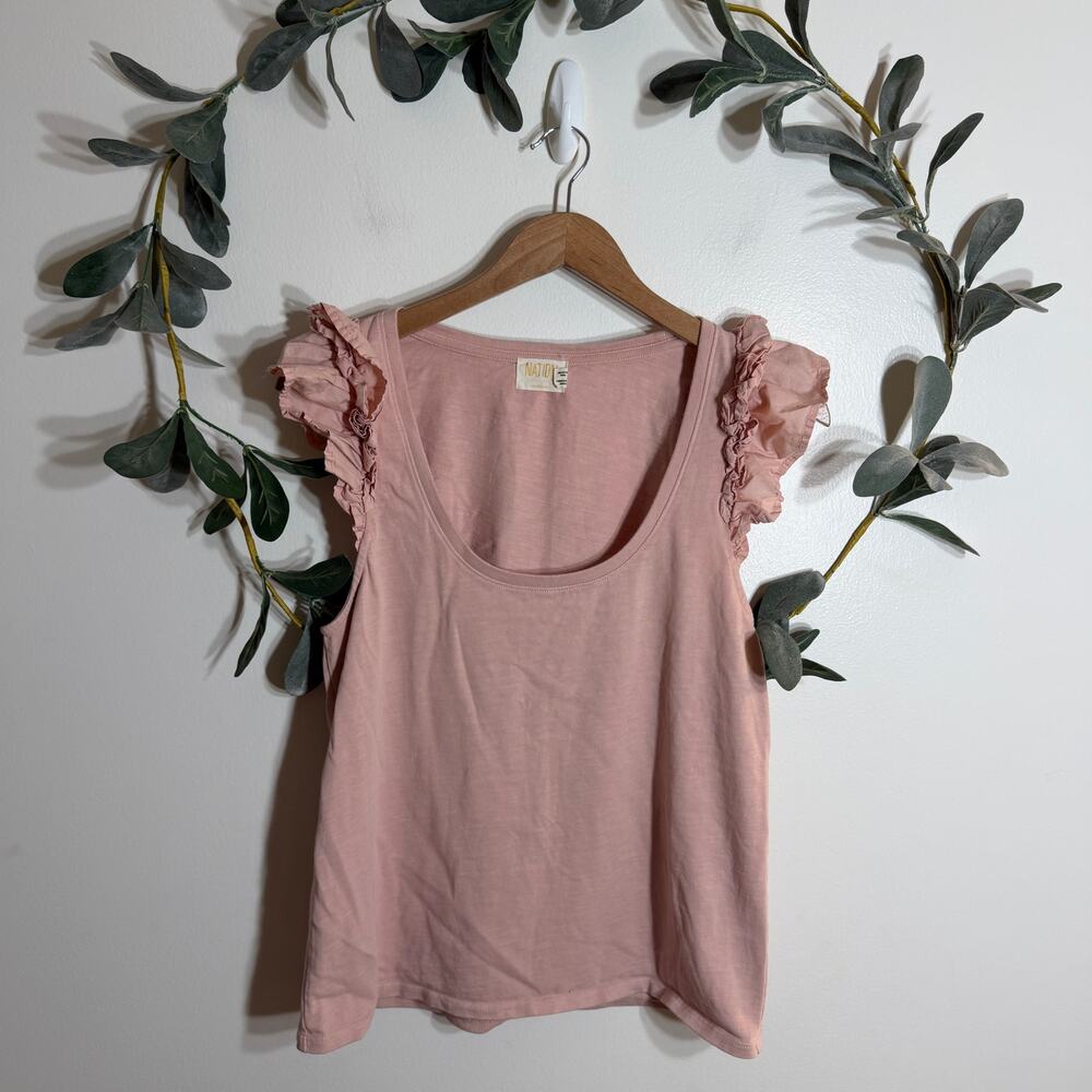 Nation LTD Blush Ruffle Shoulder Tank